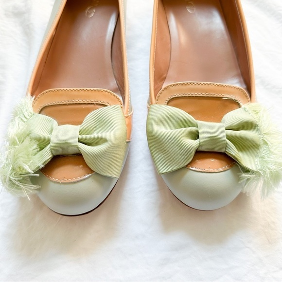 Red Valentino Mint Tan Patent Leather Flats Frayed Bow Detail Loafer Luxury 7 - Picture 2 of 7